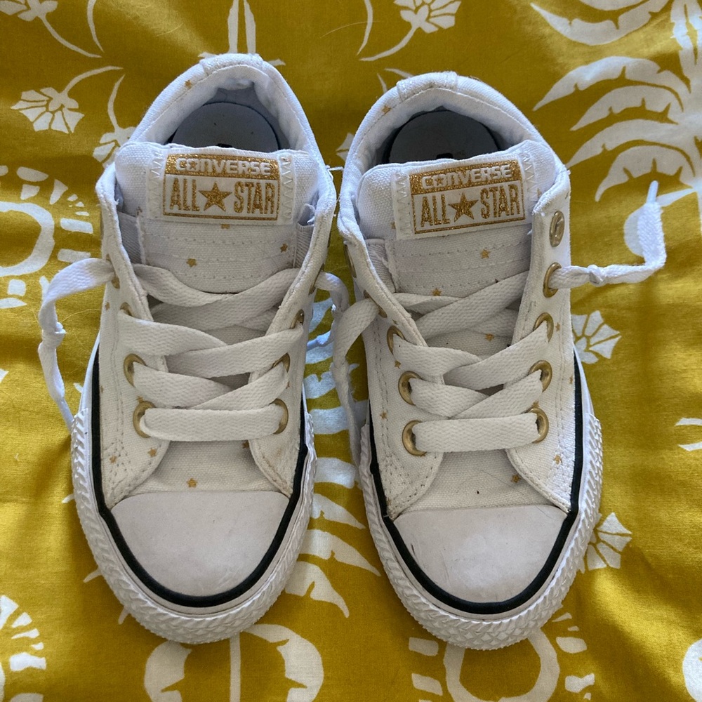 Converse White All Stars with Small Gold Stars
